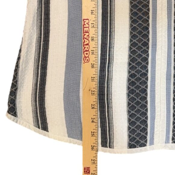 Yerse Blue & White Stripe Textured Cotton V-Neck Short Sleeve Top Women's Size L - Picture 13 of 13